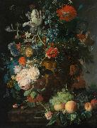 Still Life with Flowers and Fruit Jan van Huijsum